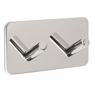 Adhesive Coat Hooks in Stainless Steel with Double Hook - Cubicle