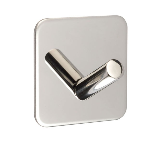 Stick On Coat Hook in Polished Stainless Steel - Cubicle King UK