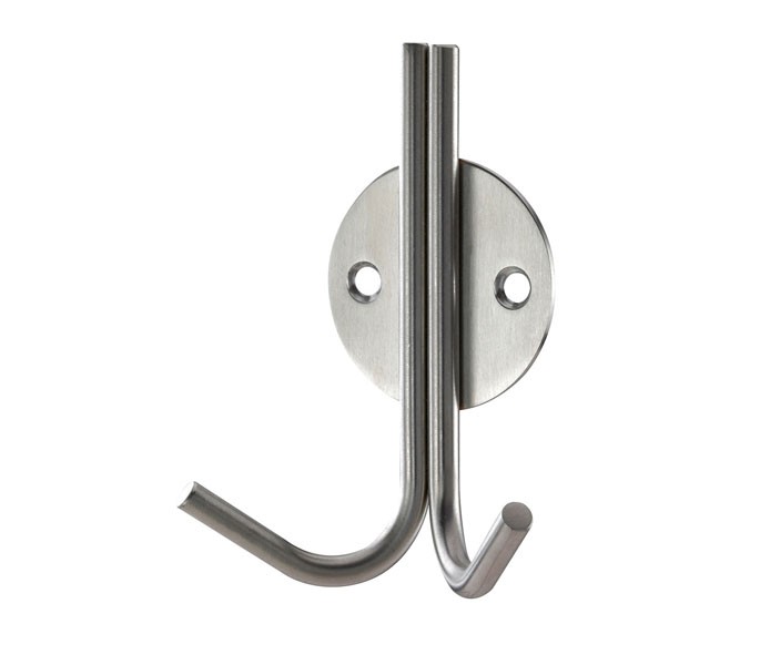 Double Wire Cubicle Coat Hook in Satin Stainless Steel - Cubicle